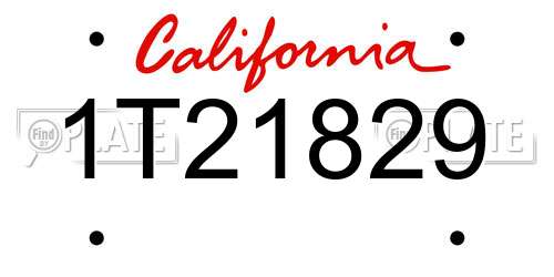 1T21829 California License Plate