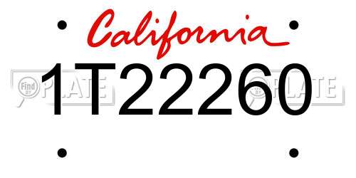 1T22260 California License Plate
