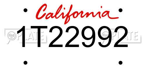 1T22992 California License Plate