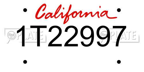1T22997 California License Plate
