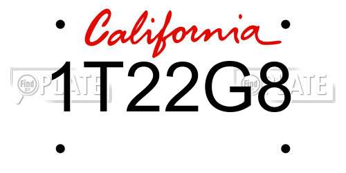 1T22G8 California License Plate