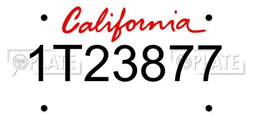 1T23877 California License Plate