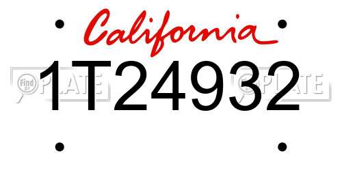 1T24932 California License Plate