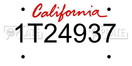 1T24937 California License Plate