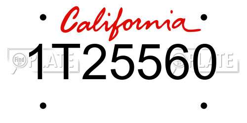 1T25560 California License Plate