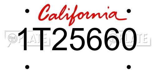 1T25660 California License Plate
