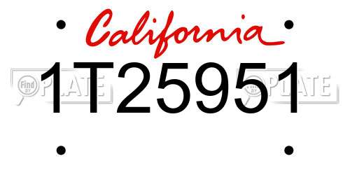 1T25951 California License Plate