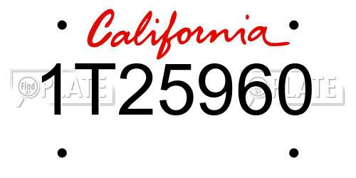 1T25960 California License Plate