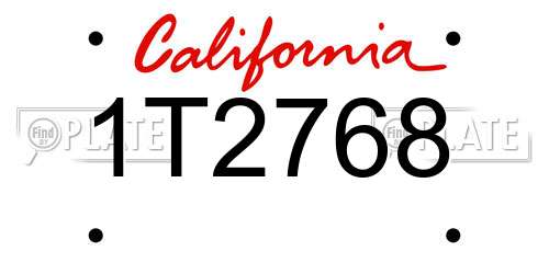1T2768 California License Plate