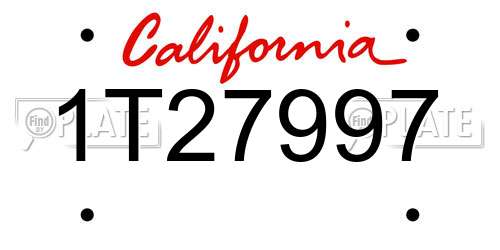 1T27997 California License Plate