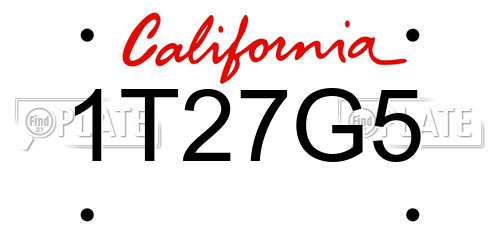 1T27G5 California License Plate