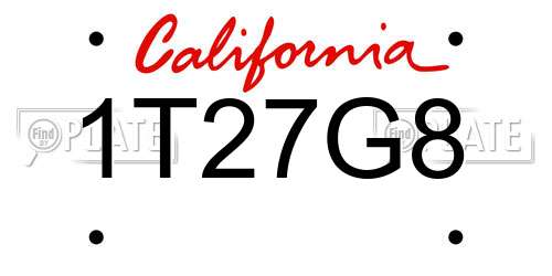 1T27G8 California License Plate
