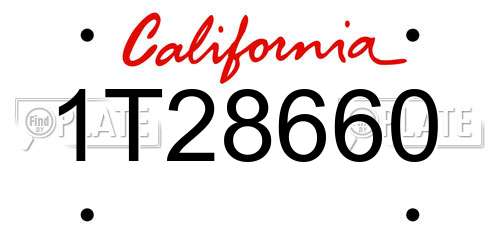 1T28660 California License Plate