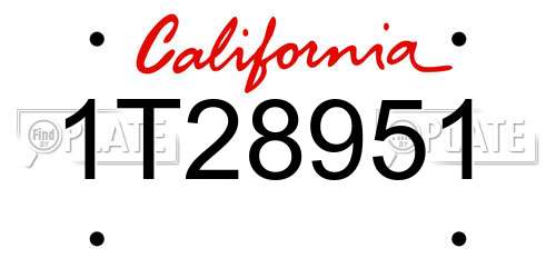 1T28951 California License Plate