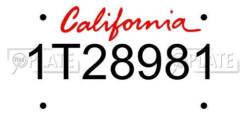 1T28981 California License Plate