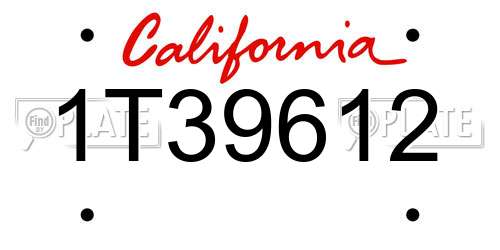 1T39612 California License Plate