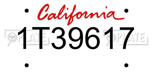 1T39617 California License Plate