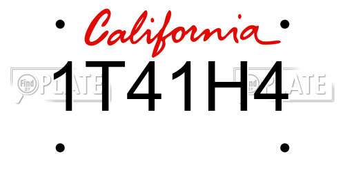 1T41H4 California License Plate