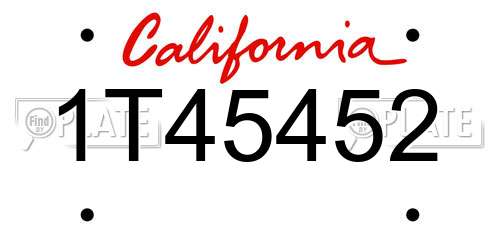 1T45452 California License Plate