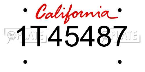 1T45487 California License Plate