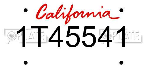 1T45541 California License Plate