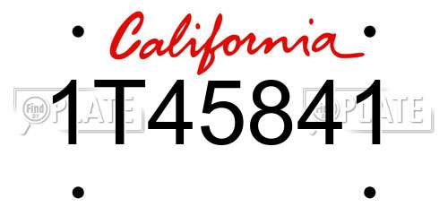 1T45841 California License Plate