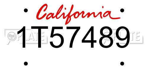 1T57489 California License Plate