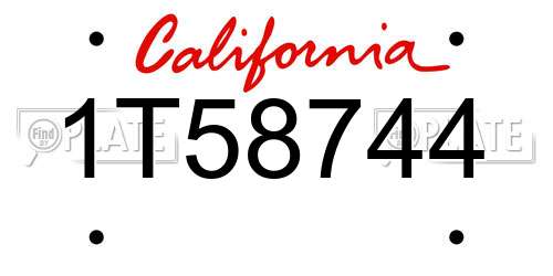 1T58744 California License Plate