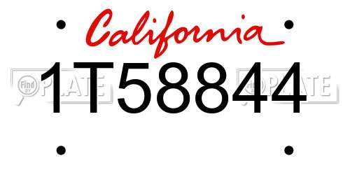 1T58844 California License Plate