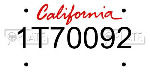 1T70092 California License Plate