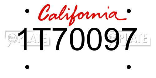 1T70097 California License Plate