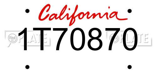 1T70870 California License Plate