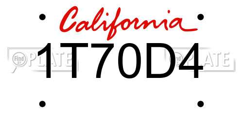 1T70D4 California License Plate