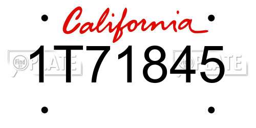 1T71845 California License Plate