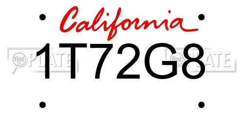 1T72G8 California License Plate