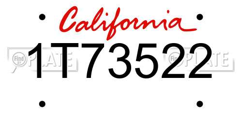 1T73522 California License Plate