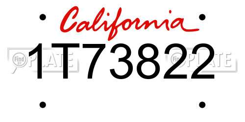 1T73822 California License Plate
