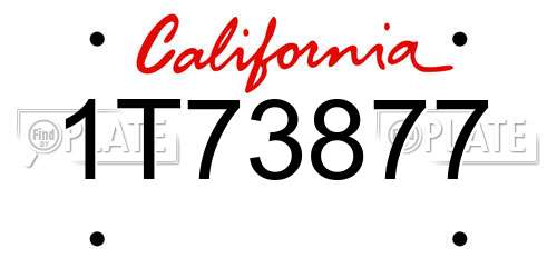 1T73877 California License Plate