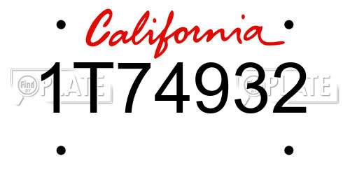 1T74932 California License Plate
