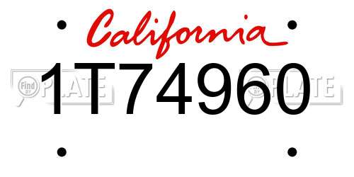 1T74960 California License Plate