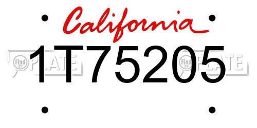 1T75205 California License Plate
