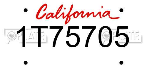 1T75705 California License Plate