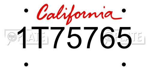 1T75765 California License Plate