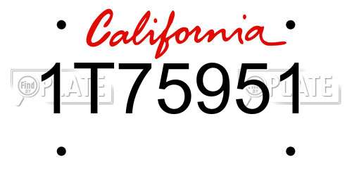 1T75951 California License Plate