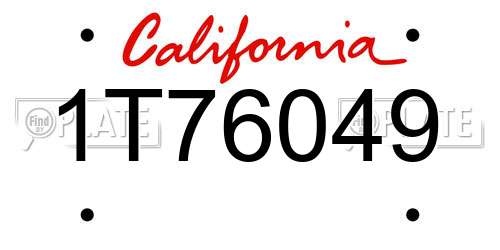 1T76049 California License Plate