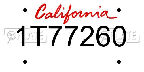 1T77260 California License Plate
