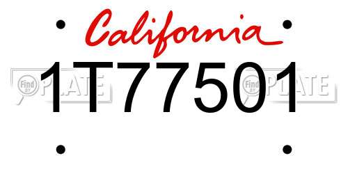 1T77501 California License Plate