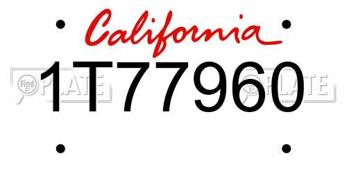 1T77960 California License Plate