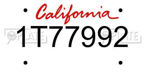1T77992 California License Plate