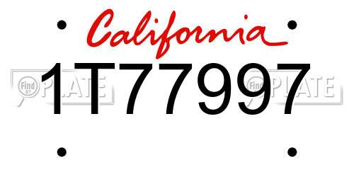 1T77997 California License Plate